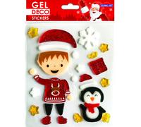 Pegatinas gel deco navidad niño y pingüino