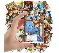 Pegatinas grandes 24 piezas (2.5 x 3.5 pulgadas cada una), diversión festiva en fiestas increíbles, postales de Navidad vintage, tarjetas de felicitación retro, póster reimpreso