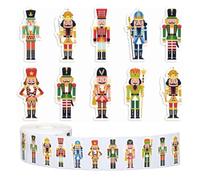 Pegatinas Navidad 500 Calcomanías Adhesivas de Cascanueces Caricatura | Rollo Pegatinas Navideñas Para Libros de Texto Estuches Tabletas Vasos Preescolar Infantil Aulas Recompensas