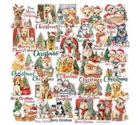 Pegatinas navideñas para bricolaje - 56 piezas calcomanías festivas tema perro - pegatinas tema Navidad - para carcasa de teléfono libreta de scrapbooking ventana interior exterior