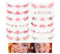 Pegatinas navideñas - Pegatinas navideñas con purpurina de copo de nieve | 12 parches de maquillaje facial para mejillas, viajes, sesión de fotos, fiestas, actuaciones escénicas, festivales, vacacione