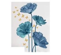 Pegatinas Pared Decorativas Blue Flowers Wall Sticker Living Room Bedroom Decor Home Self-adhesive Stickers Decoration