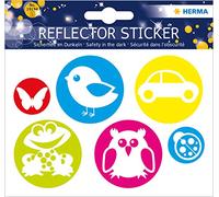 Pegatinas reflectantes Herma, fijación permanente, 5 pegatinas fluorescentes por paquete