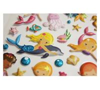 Pegatinas reutilizables - espuma - sirena - glitter