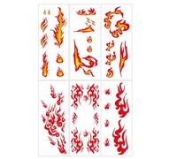 Pegatinas Tatuajes Temporales Llamas Rojas | Papel De Transferencia Con Film PET | Cuerpo, Cara, Brazos, Clavícula | Diseño Realista Y Seguro Para Halloween, Y Festivales