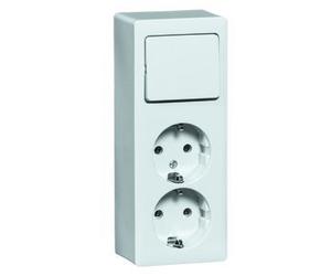 Peha Interruptor combinado de 2 tomas con clavija de toma de tierra Blanco - 00276621