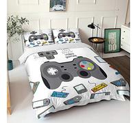PEIHUODAN 3D Gamer Funda Nórdica para Niñas Niños Adolescentes Multicolor Gamepad Videojuego Microfibra Juego de Cama Videojuegos Funda de Edredón y Funda de Almohada (Blanco,220x240 cm Cama 150 cm)