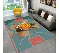 PEIHUODAN Alfombra 3D Cancha de Baloncesto Franela Grande Alfombra Salon Dormitorio Juvenil Zona de Juegos Antideslizante Felpudo Decorativo Tapete Deportivo Suave Diseño (Color 6,120x180cm)
