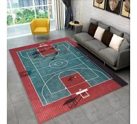 PEIHUODAN Alfombra 3D Cancha de Baloncesto Franela Grande Alfombra Salon Dormitorio Juvenil Zona de Juegos Antideslizante Felpudo Decorativo Tapete Deportivo Suave Diseño (Color 1,100x120cm)