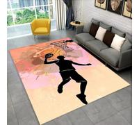 PEIHUODAN Alfombra 3D Cancha de Baloncesto Franela Grande Alfombra Salon Dormitorio Juvenil Zona de Juegos Antideslizante Felpudo Decorativo Tapete Deportivo Suave Diseño (Color 4,80x160cm)