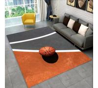 PEIHUODAN Alfombra 3D Cancha de Baloncesto Franela Grande Alfombra Salon Dormitorio Juvenil Zona de Juegos Antideslizante Felpudo Decorativo Tapete Deportivo Suave Diseño (Color 2,100x200cm)