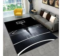 PEIHUODAN Alfombra 3D Cancha de Baloncesto Franela Grande Alfombra Salon Dormitorio Juvenil Zona de Juegos Antideslizante Felpudo Decorativo Tapete Deportivo Suave Diseño (Color 3,50x80cm)