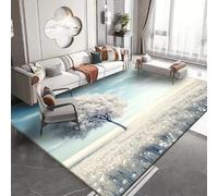 PEIHUODAN Alfombra 3D Paisaje Natural Salón Ilusión Óptica Antideslizante Estampada Suave Decorativa Pasillo Puente Bosque Agua Tapete Estancia Hogar Elegante Grande Moderna (Color 3,160x200cm)