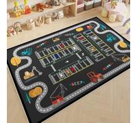 PEIHUODAN Alfombras Infantil Game Zone Zoológico Ciudad Calle Pista de Coches 3D Alfombra Habitación Niños Adolescentes Polipropileno Antideslizante, para Sala de Juegos, 120x160 cm, Gris Oscuro4