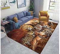 PEIHUODAN Alfombras Salon Grande Tigre Leopardo León Animal Marron Modernas Alfombras de Habitacion Infantiles Juvenil Chico Niño Colores Pequeñas Baño Pelo Corto Fino Lavables Vinilicas (120x160 cm)