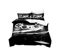 PEIHUODAN Juego de Cama para Adolescente 2/3 Piezas Gamepad Negro Azul Verde Gris Amarillo Gamer Consola de Juego Poliéster Niño Funda Nórdica y Funda de Almohada (Gris,150x200 cm,Cama 90 cm)