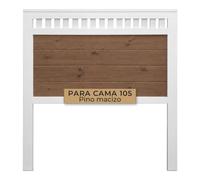 PEJECAR Cabecero de Cama 105 Pino Macizo Blanco y Tono Nogal y Montado | Bora Cabezal Juvenil o para Invitados con Patas al Suelo | Se Cuelga en Pared con Altura Regulable | Estilo Rústico y Clásico