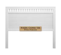 PEJECAR Cabecero de Cama 135 Blanco de Madera Maciza de Pino y Montado | Bora Cabezal de Matrimonio con Patas al Suelo | Se Cuelga en Pared con Altura Regulable | Estilo Rústico Clásico Dormitorio
