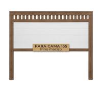 PEJECAR Cabecero de Cama 135 Pino Macizo Tono Nogal y Blanco y Montado | Bora Cabezal de Matrimonio con Patas al Suelo | Se Cuelga en Pared con Altura Regulable | Estilo Rústico Clásico Dormitorio