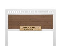 PEJECAR Cabecero de Cama 150 Pino Macizo Blanco y Tono Nogal y Montado | Bora Cabezal de Matrimonio con Patas al Suelo | Se Cuelga en Pared con Altura Regulable | Estilo Rústico Clásico Dormitorio
