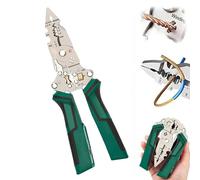 Pelacables 16 en 1 Twister para cortar y tirar de cables, tijeras de cables, alicates probadores de voltaje, destornillador capacitivo plegable, pelacables, para cortar cables, pelar y engarzar (verde