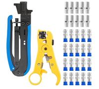 Pelacables GOEDCH 32 piezas: herramienta de pelado de cables coaxiales, conectores de compresión RG6 F para televisión por satélite, antenas e instalación de cables de TV