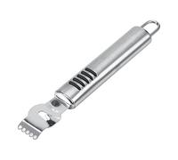 Pelador de fruta de acero inoxidable con 5 orificios puntiagudos para cítricos como limones, naranjas y limas. Diseño ergonómico con agarre cómodo y orificio de colgado. Fácil de limpiar. Suitable for