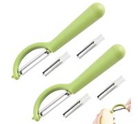 Pelador de papas para Tupper con 2 cuchillas de repuesto, pelador de patatas para Tupperware, juego de cocina, pelador de espárragos, acero inoxidable, cuchilla de repuesto para pelador de verduras