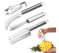 Pelador Piña,Pelador de Piña,Cortador de Piña con Cuchilla Afilada,Acier Inoxydable Quita Semillas y Tenedor de Piña,Pelador Fruta para Piñas,Caña de Azúcar,Plátanos y Otras Frutas(4 Piezas)