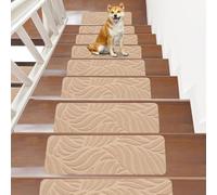 Peldaños antideslizantes para peldaños de madera, paquete de 7 alfombrillas autoadhesivas de 21.6 x 7.4 pulgadas, alfombras de seguridad para interiores para niños, ancianos, mascotas, gris, fácil