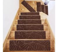 Peldaños antideslizantes para peldaños de madera, paquete de 7 alfombrillas autoadhesivas de 21.6 x 7.4 pulgadas, alfombras de seguridad para interiores para niños, ancianos, mascotas, gris, fácil