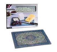 PELEG DESIGN Rugboard Mini Tabla de Cortar de Cristal - Tabla Pequeña Diseño Alfombra, Salvamanteles e Higiénica Bandeja de Servir, Vidrio Templado Resistente y Decorativo, 19 x 28 cm