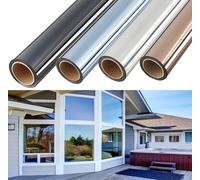 Película de privacidad para ventana de espejo unidireccional, anti UV diurna, bloqueo solar, Control de calor, tinte reflectante para ventana para el hogar, oficina y sala de estar Black silver 40x100
