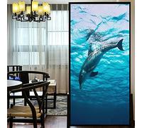 Película de privacidad para ventanas, delfín marino 76A, vidrieras, sin pegamento, adherencia estática, pegatinas decorativas para ventanas, 19.7"x39.4"(50x100cm)(A x L)