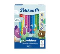 Pelikan Lápices de colores Triangulares Combino, 12, ideales para manos pequeñas, fáciles de afilar