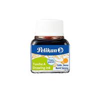 Pelikan 201632 - Tinta China 523-14, quemada 10 ml en vidrio, utilizable en papel, tarjetas de dibujo y películas opacas, siena