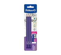 Pelikan - 3 Lápices Grafito HB con Goma AL30, Madera, Forma Hexagonal Ergonómica, Material Escolar, Oficina, Papelería