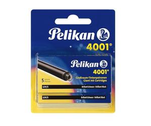 Pelikan 4001 - Recambios de tinta para pluma estilográfica (10 unidades), color negro brillante