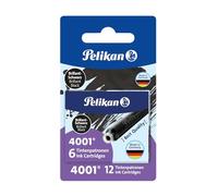 Pelikan 4001 - Recambios de tinta para pluma estilográfica (12 unidades), color negro brillante, 330803