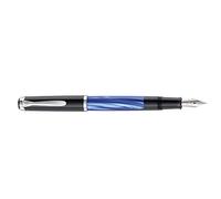 Pelikan 801850 M205 Pluma estilográfica con relleno de pistón, punta EF, en caja plegable, color azul mármol Spring EF azul