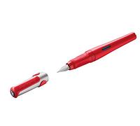 Pelikan 802994 - Pluma estilográfica con cartucho Línea Pelikano Cuerpo Rojo, plumín A, agarre antideslizante, mango ergonómico, para diestros, conjunto escolar, sistema antimanchas