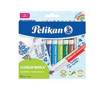 Pelikan Marcadores para tela Textil Colorella – 12 colores, punta mediana, resistente al agua