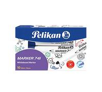 Pelikan 817981 - Rotulador para pizarra blanca 741 con mecha redonda, 10 unidades, color azul