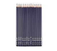Pelikan 979393-12 Lápices de grafito y borrador HB, paquete de ahorro FSC certificado, estructura de madera sección hexagonal pintada minas resistente
