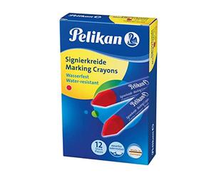Pelikan, Barra de Cera Resistente al Agua, 120 mm, Ideal para Uso en Superficies Rugosas, Caja de 12 Unidades, Color Rojo