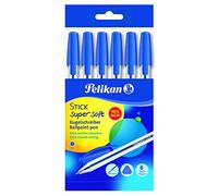 Pelikan Bolígrafo de varilla súper suave, paquete de ahorro de 6 piezas, tinta deslizante, azul, lista de la escuela - 24004893
