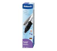 Pelikan, Bolígrafo Twist Color Plata, Empuñadura Ergonómica para Diestros y Zurdos, Tinta Azul, Made in Germany