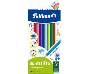 Pelikan caja de 12 lapices de colores hexagonales lacados - mina antir