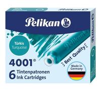 Pelikan caja de 6 cartuchos 4001 tp/6 - recambio para plumas estilograficas - color azul turquesa
