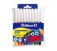 Pelikan Colorella® Star C 302/10 - Bolígrafos de punta fina (Fino, 10 colores, Negro, Azul, Marrón, Cian, Verde, Naranja, Rojo, Morado, Amarillo, Punta redonda, Multicolor, Redondo)